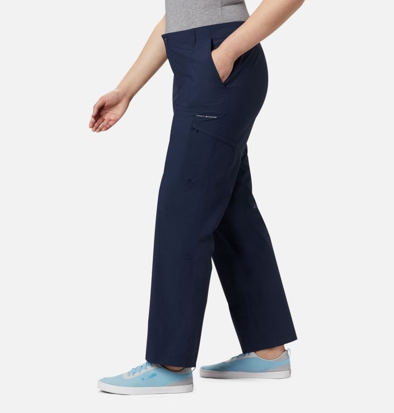 Women's Columbia PFG Aruba Roll Up Pants Navy | Plus Size CA-D31L6